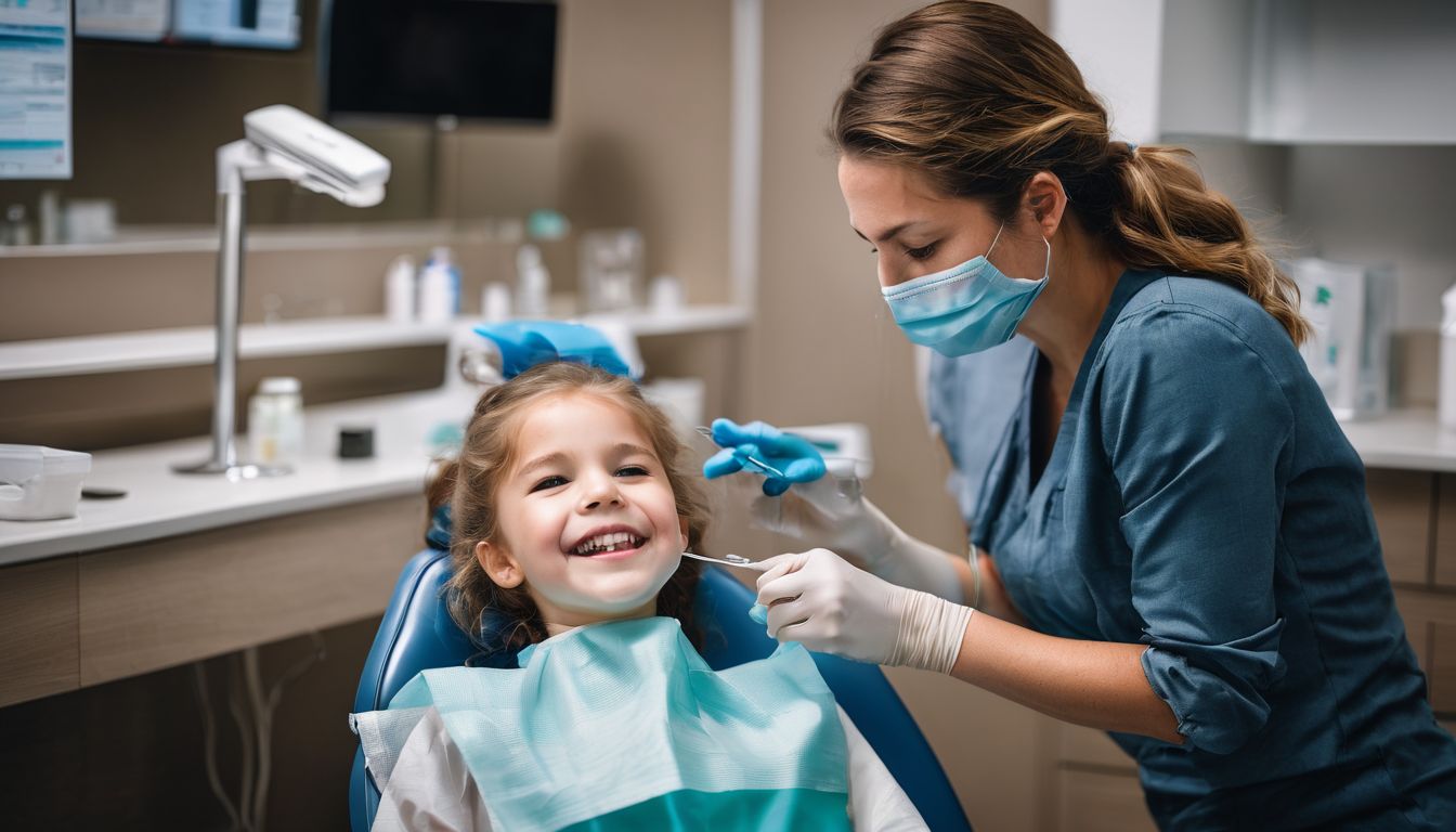 Dziecko otrzymuje fluoryzację u dentysty.