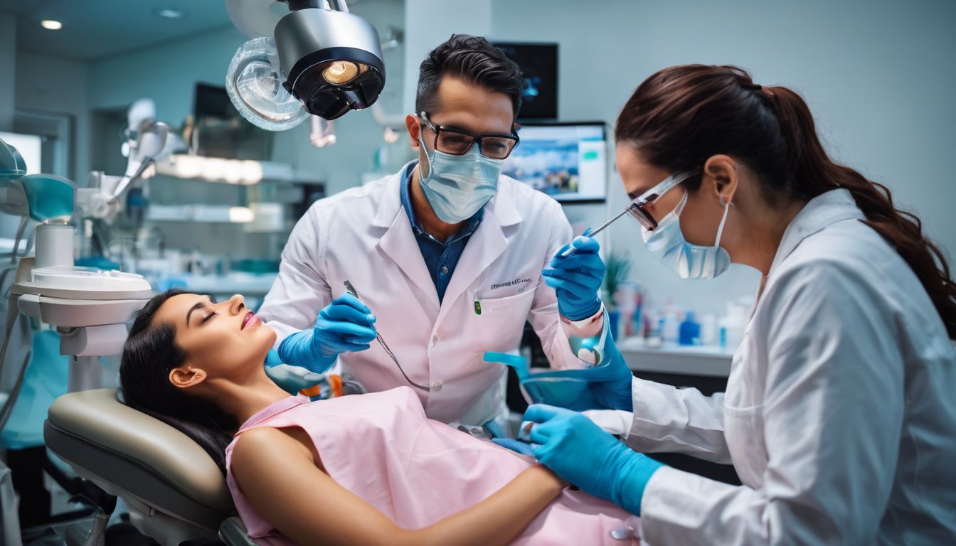 Dentysta podwaja dawkę znieczulenia u pacjenta w klinice stomatologicznej.